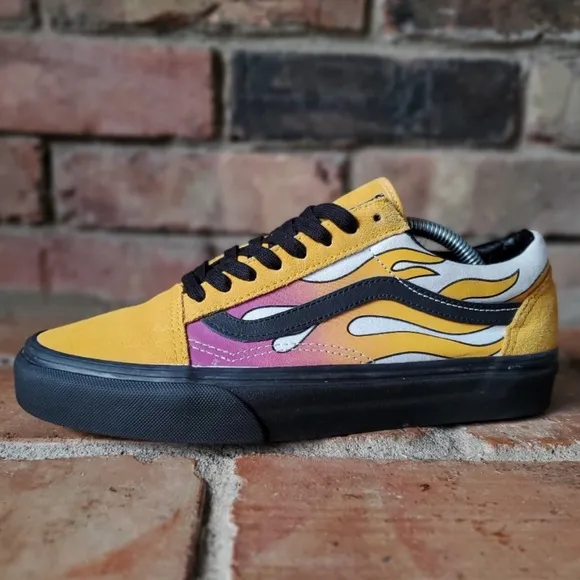 Vans Women's Skateboarding Black Athletic Low Top Flames