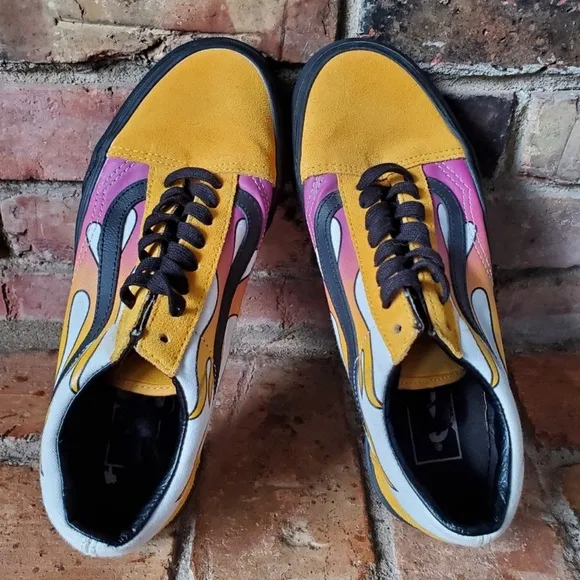 Vans Women's Skateboarding Black Athletic Low Top Flames