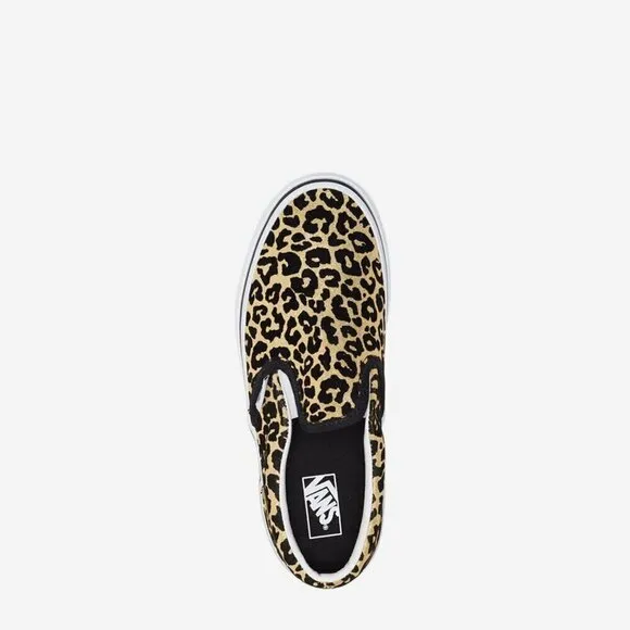 VANS YOUTH  JUNIORS FLOCKED LEOPARD CLASSIC SLIP-ON SHOES- UNISEX