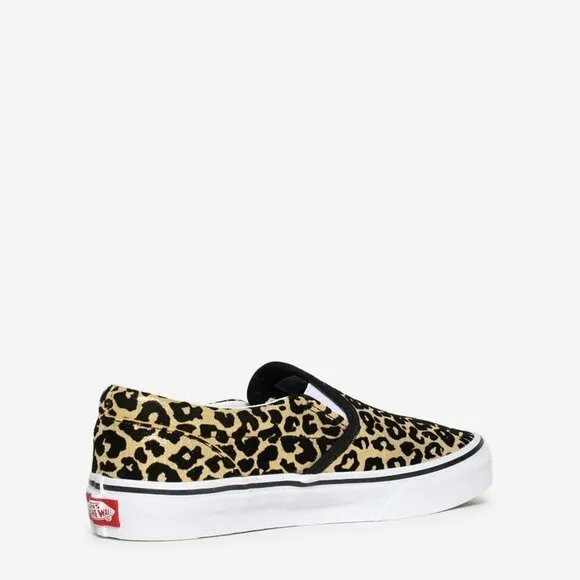 VANS YOUTH  JUNIORS FLOCKED LEOPARD CLASSIC SLIP-ON SHOES- UNISEX