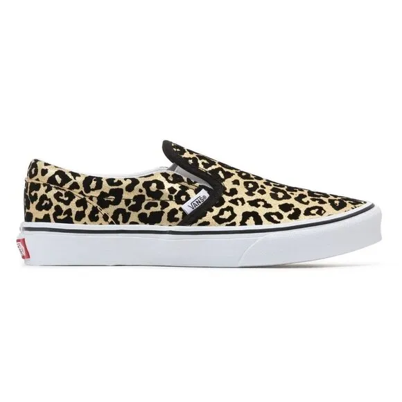 VANS YOUTH  JUNIORS FLOCKED LEOPARD CLASSIC SLIP-ON SHOES- UNISEX