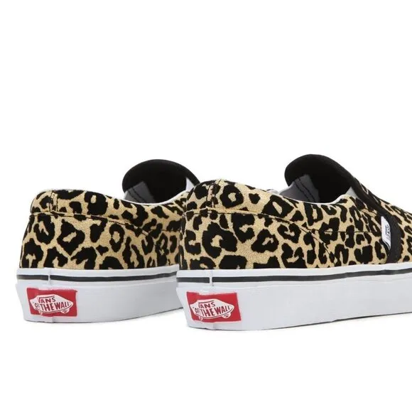 VANS YOUTH  JUNIORS FLOCKED LEOPARD CLASSIC SLIP-ON SHOES- UNISEX