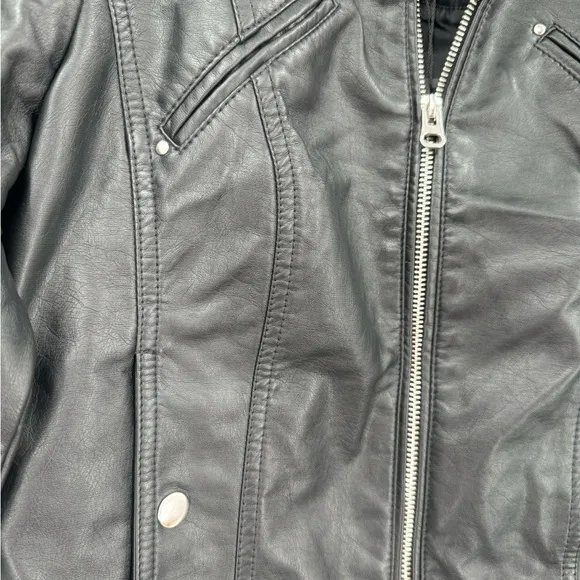Vero Moda Favodona Faux Leather Moto Jacket Full Zip Casual Size Medium