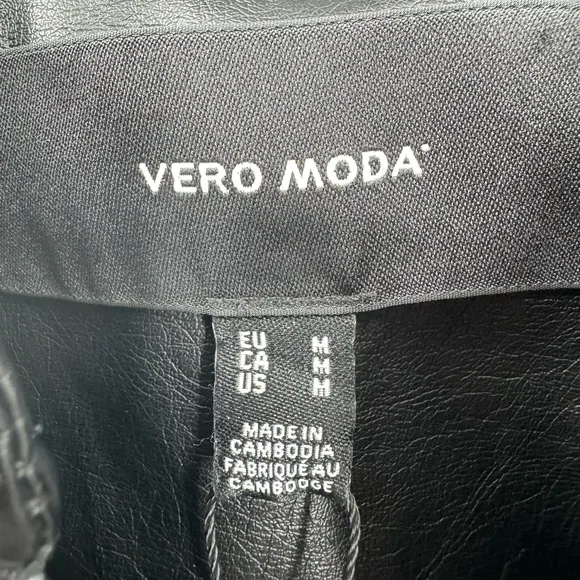 Vero Moda Favodona Faux Leather Moto Jacket Full Zip Casual Size Medium