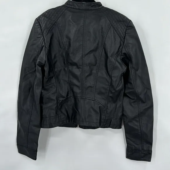 Vero Moda Favodona Faux Leather Moto Jacket Full Zip Casual Size Medium