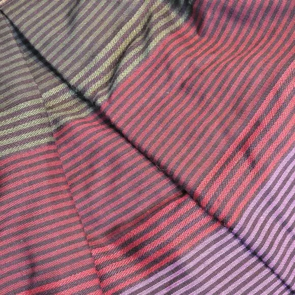 Vintage 70s Stripe Midi Skirt Women Medium Black Purple 8 10 Work Party Winter M