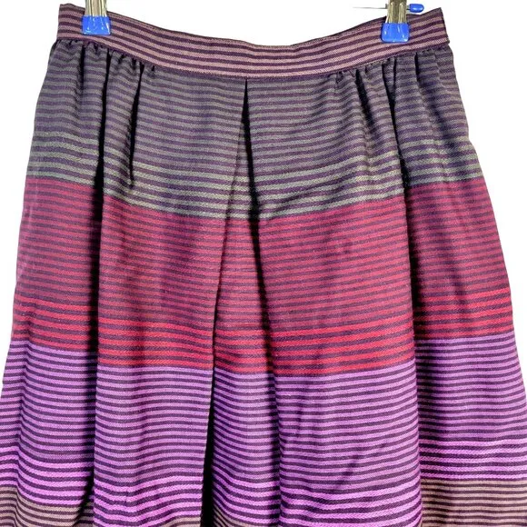 Vintage 70s Stripe Midi Skirt Women Medium Black Purple 8 10 Work Party Winter M