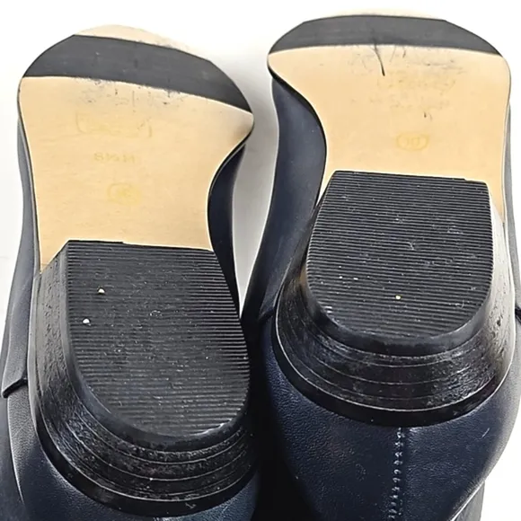 Vintage 80s Studio 10 Navy Leather Almond Toe Foldover Pull On Slouch Boot