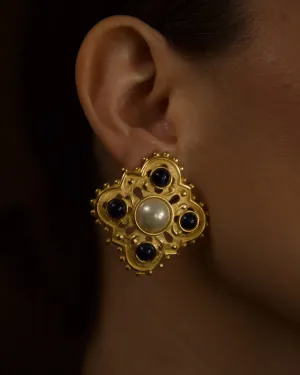 Vintage Etruscan Button Clip Ons