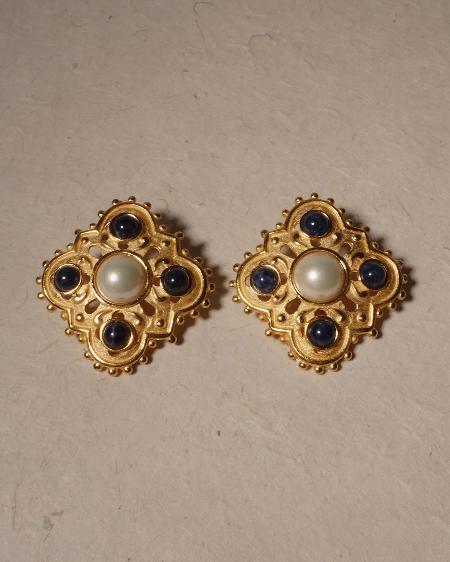 Vintage Etruscan Button Clip Ons