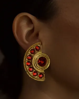 Vintage Etruscan Ruby Statement Clip Ons