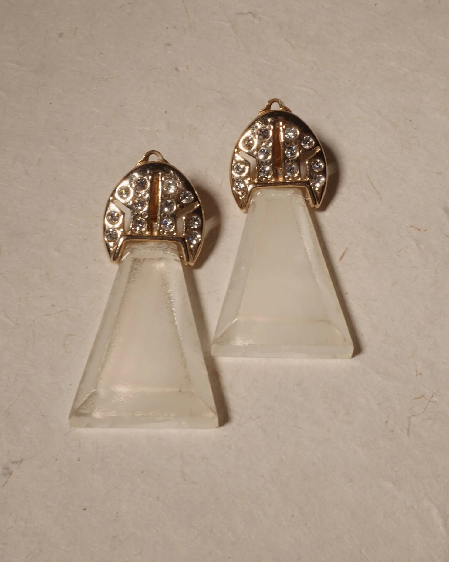 Vintage Frosted Lucite Clip Ons
