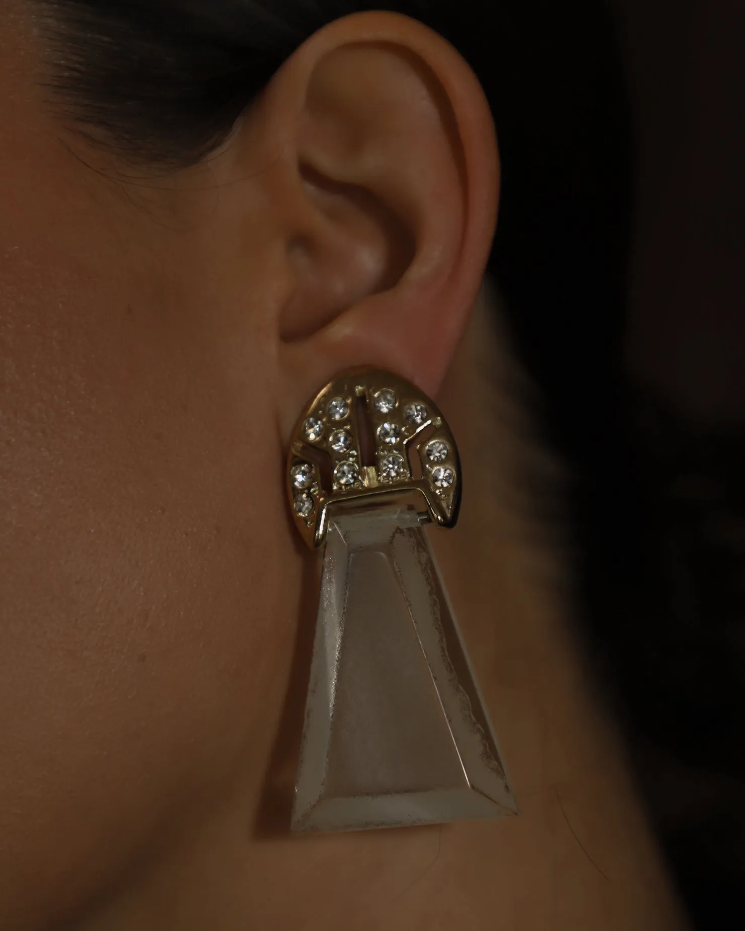 Vintage Frosted Lucite Clip Ons