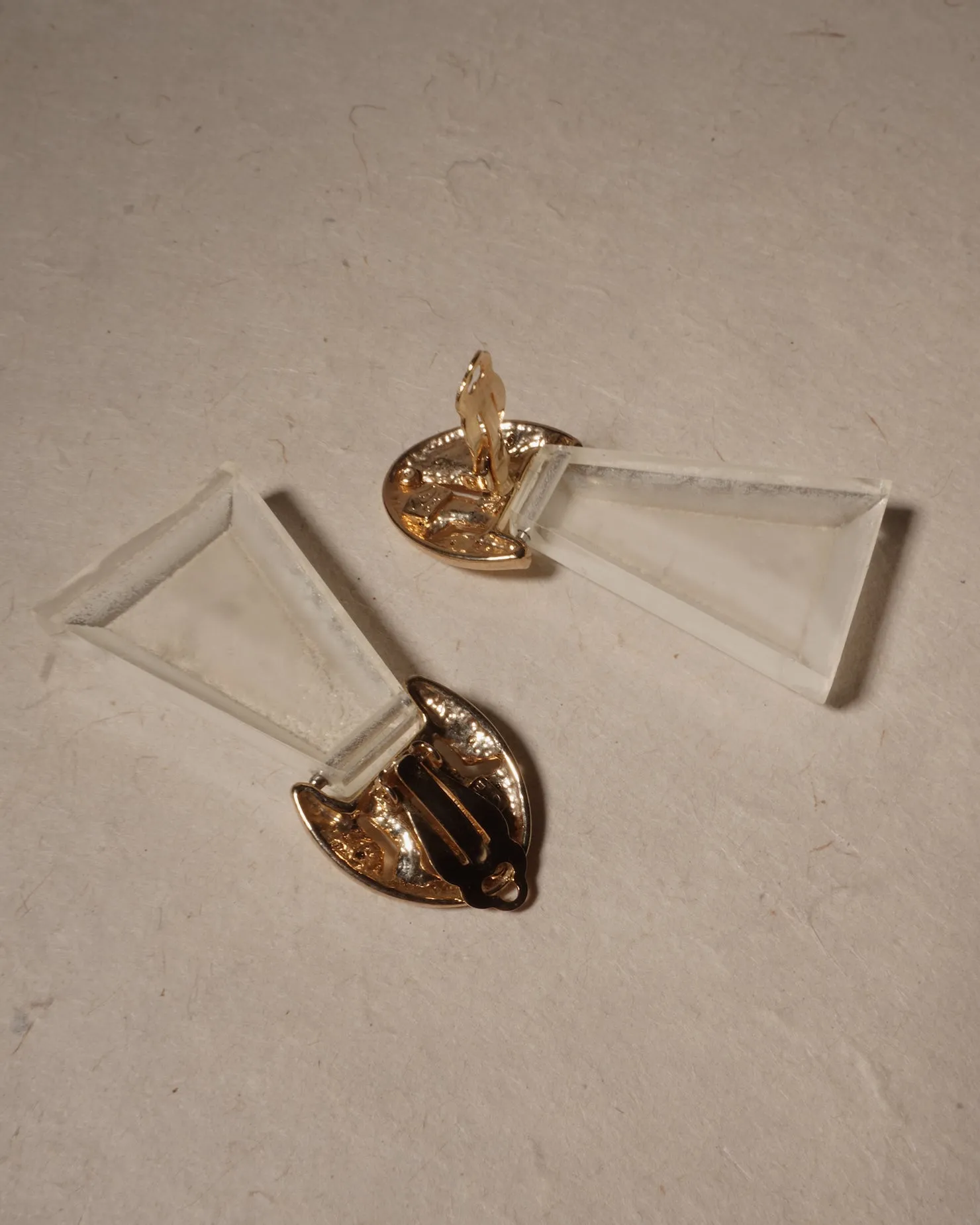 Vintage Frosted Lucite Clip Ons