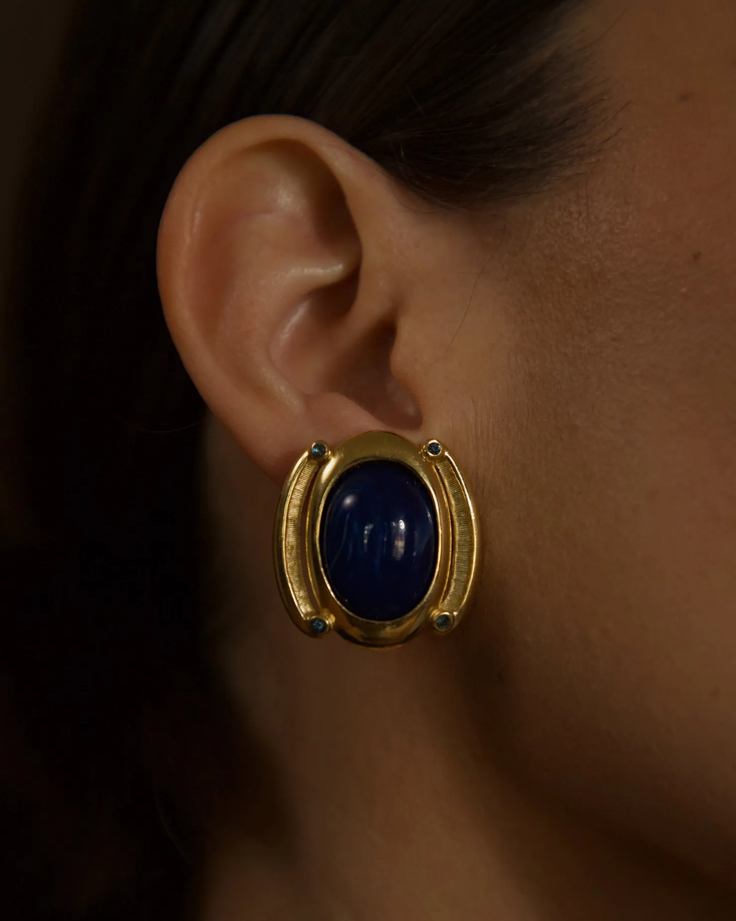 Vintage Marbled Blue Cab Clip Ons