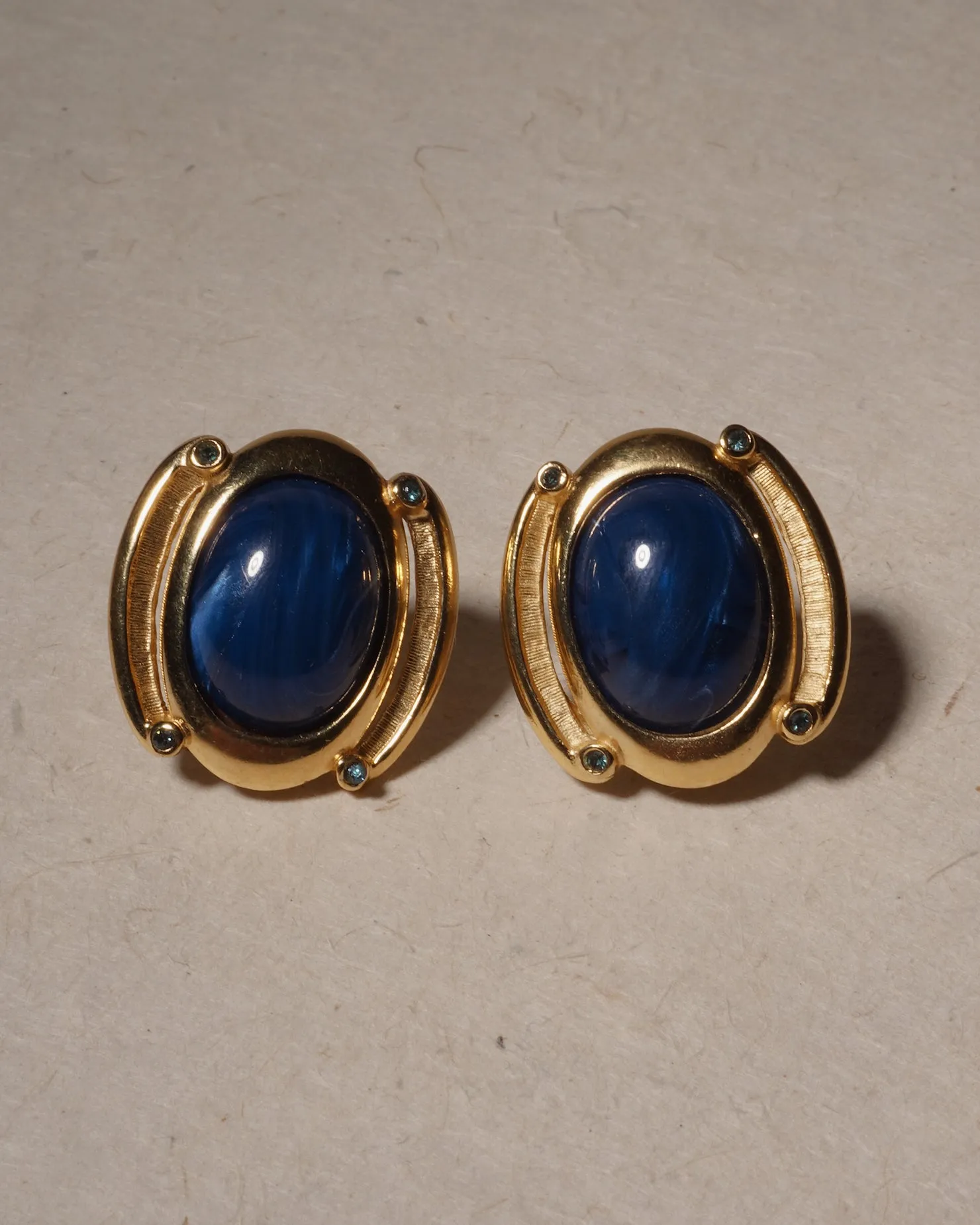Vintage Marbled Blue Cab Clip Ons