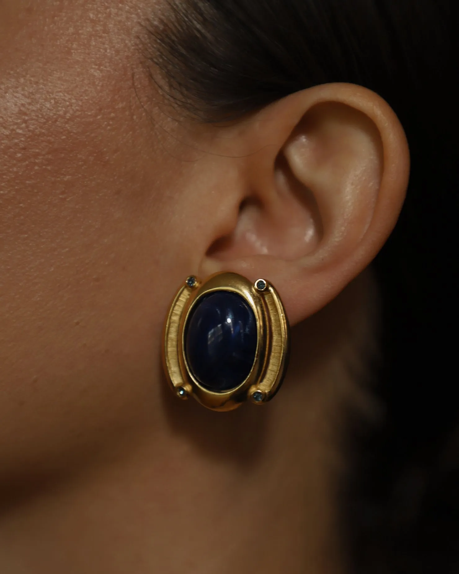 Vintage Marbled Blue Cab Clip Ons