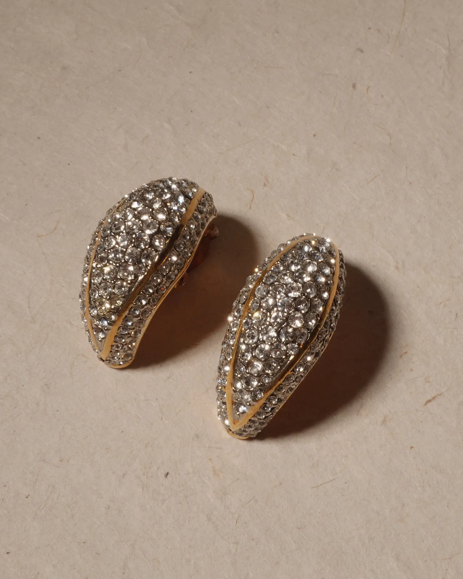 Vintage Oversized Pavé Crescent Clip Ons