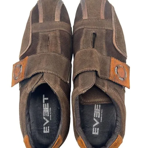 Vintage Pre-owned EVEET Men Brown Suede Italy Designer Dress Shoes EU 42