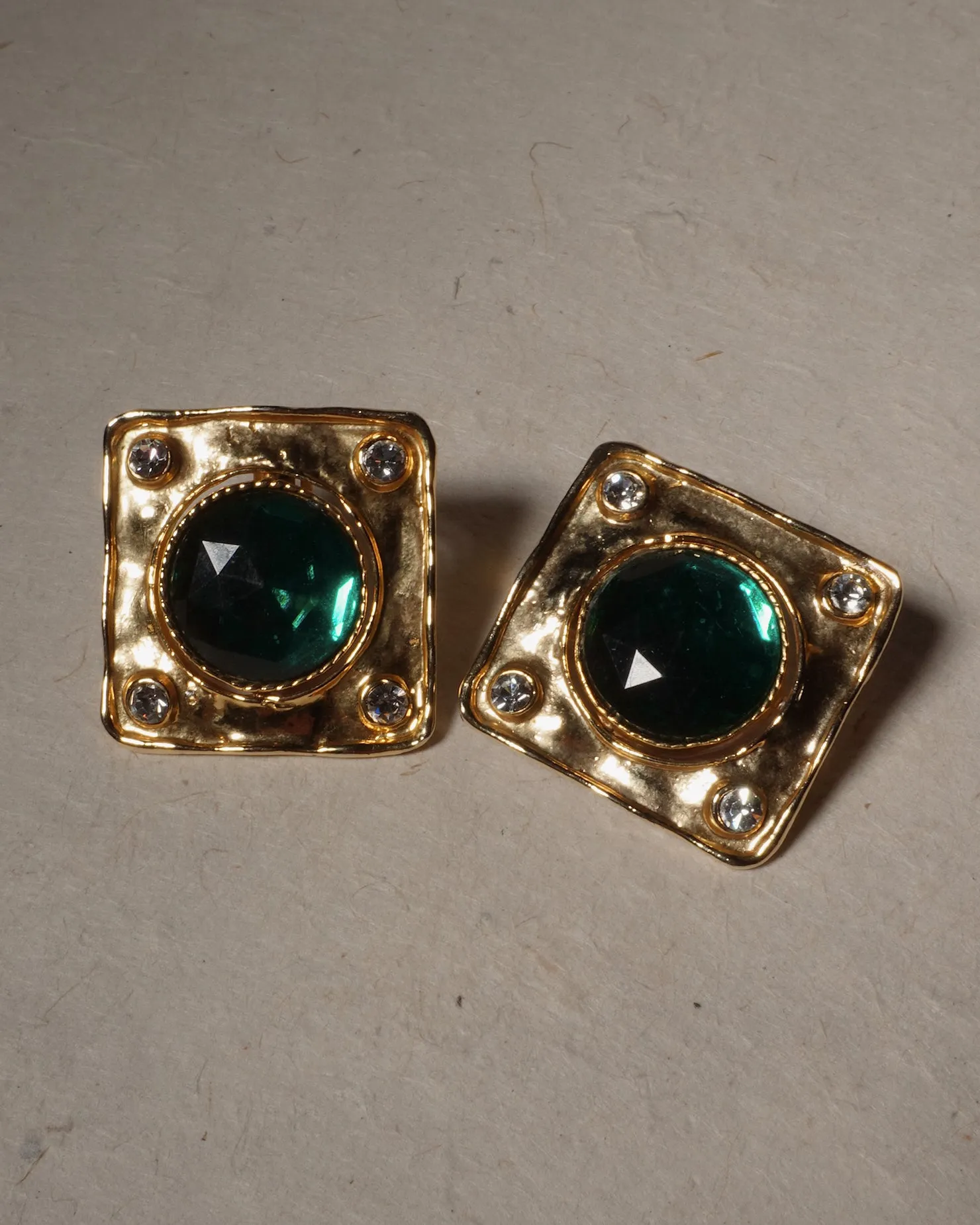 Vintage Ruby & Emerald Swivel Clip Ons
