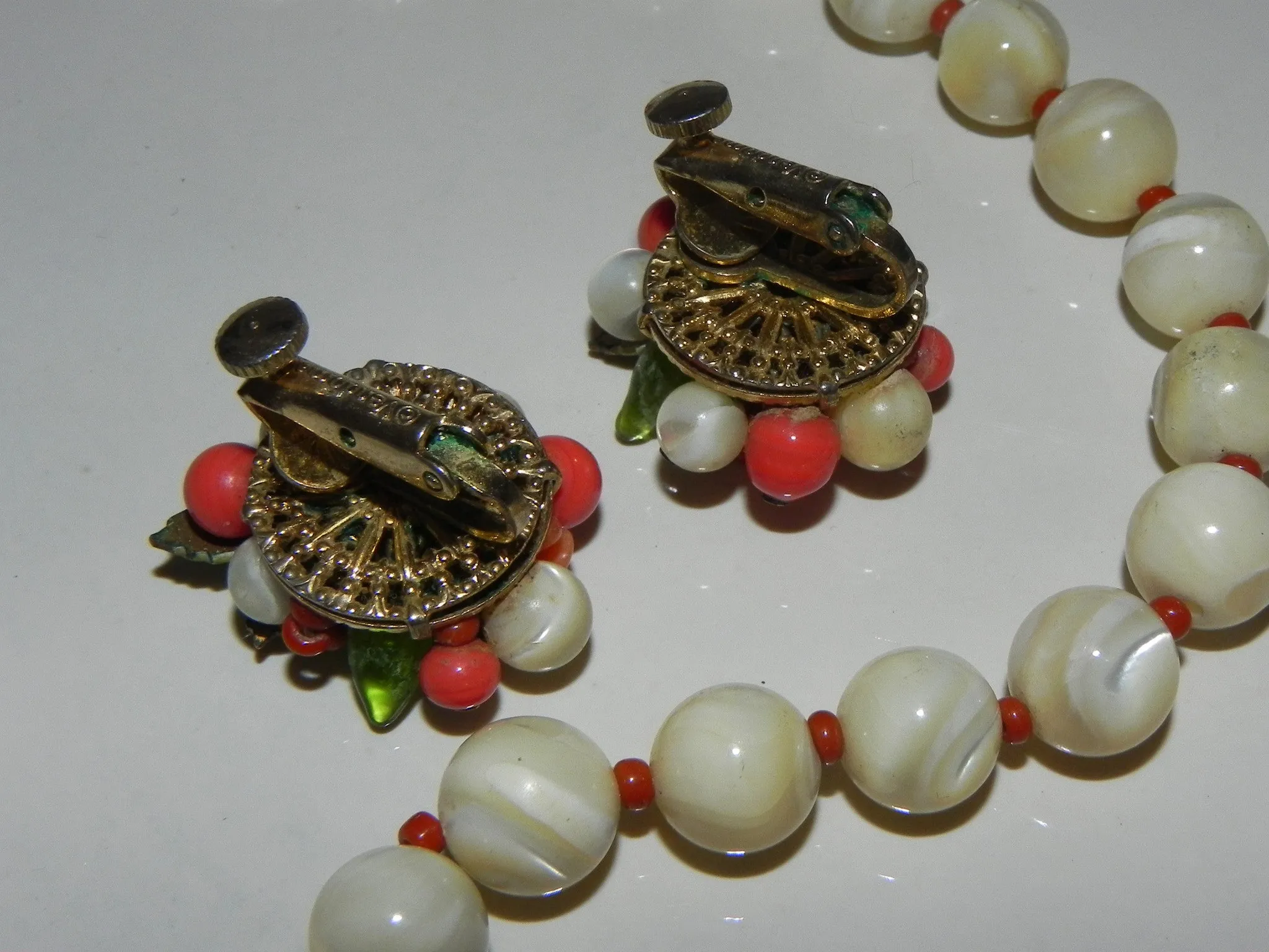 Vintage Set, Signed "Vendome" Fruit Salad Necklace & Earrings