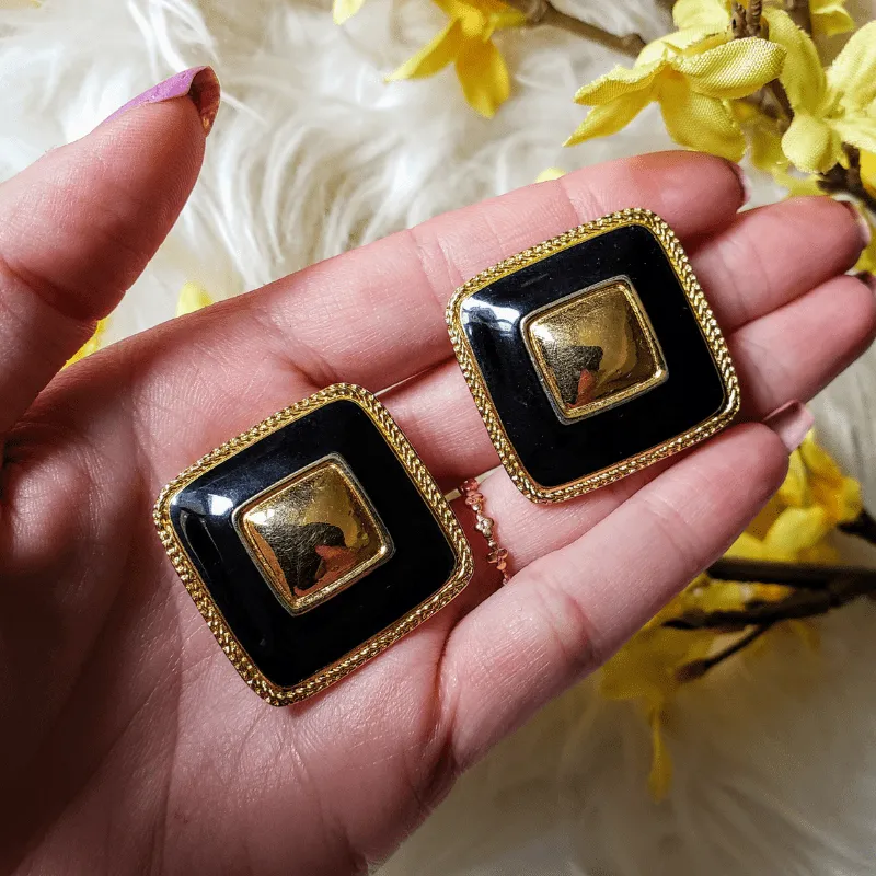 Vintage - Square Clip-On Earrings