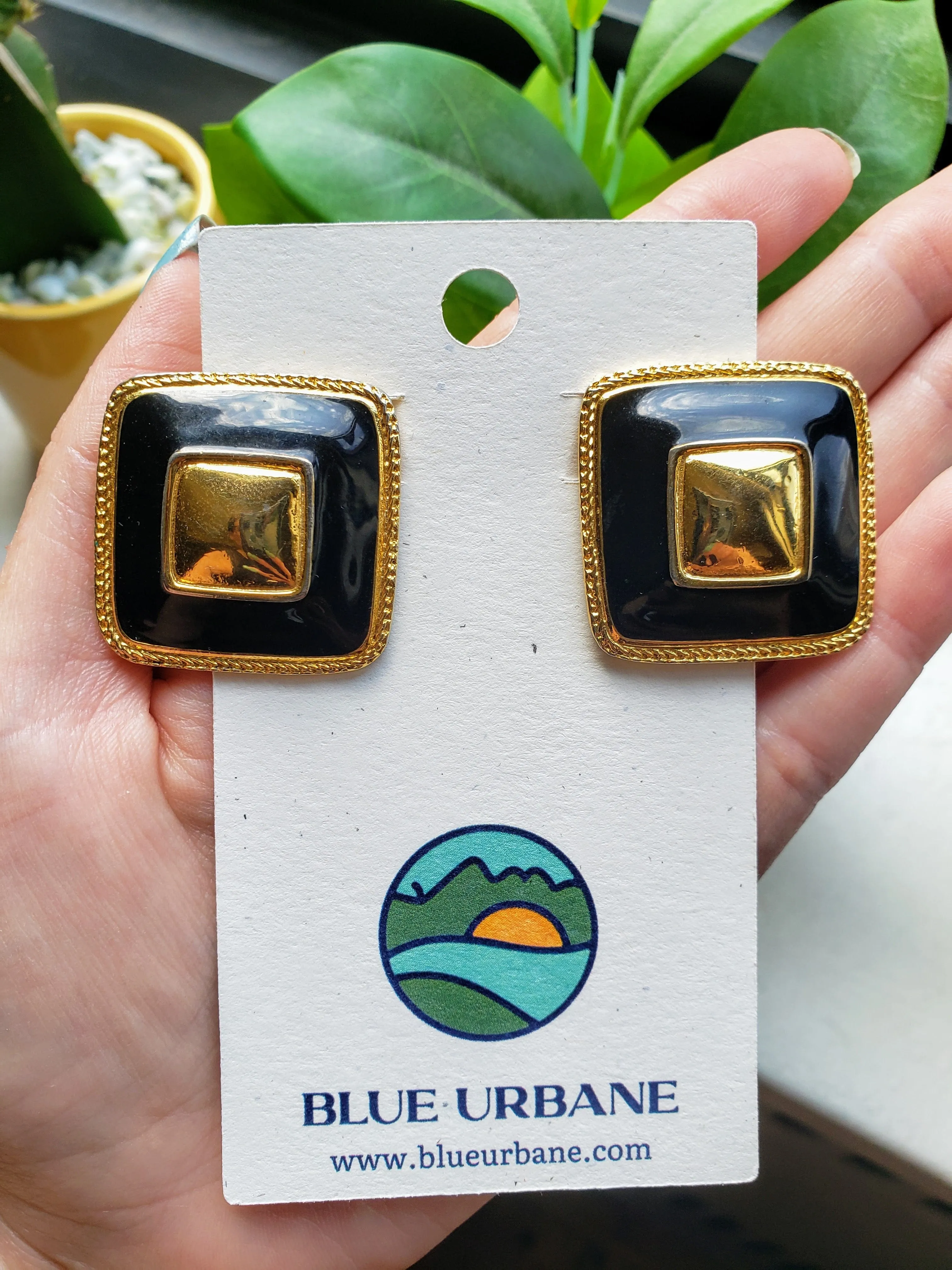 Vintage - Square Clip-On Earrings