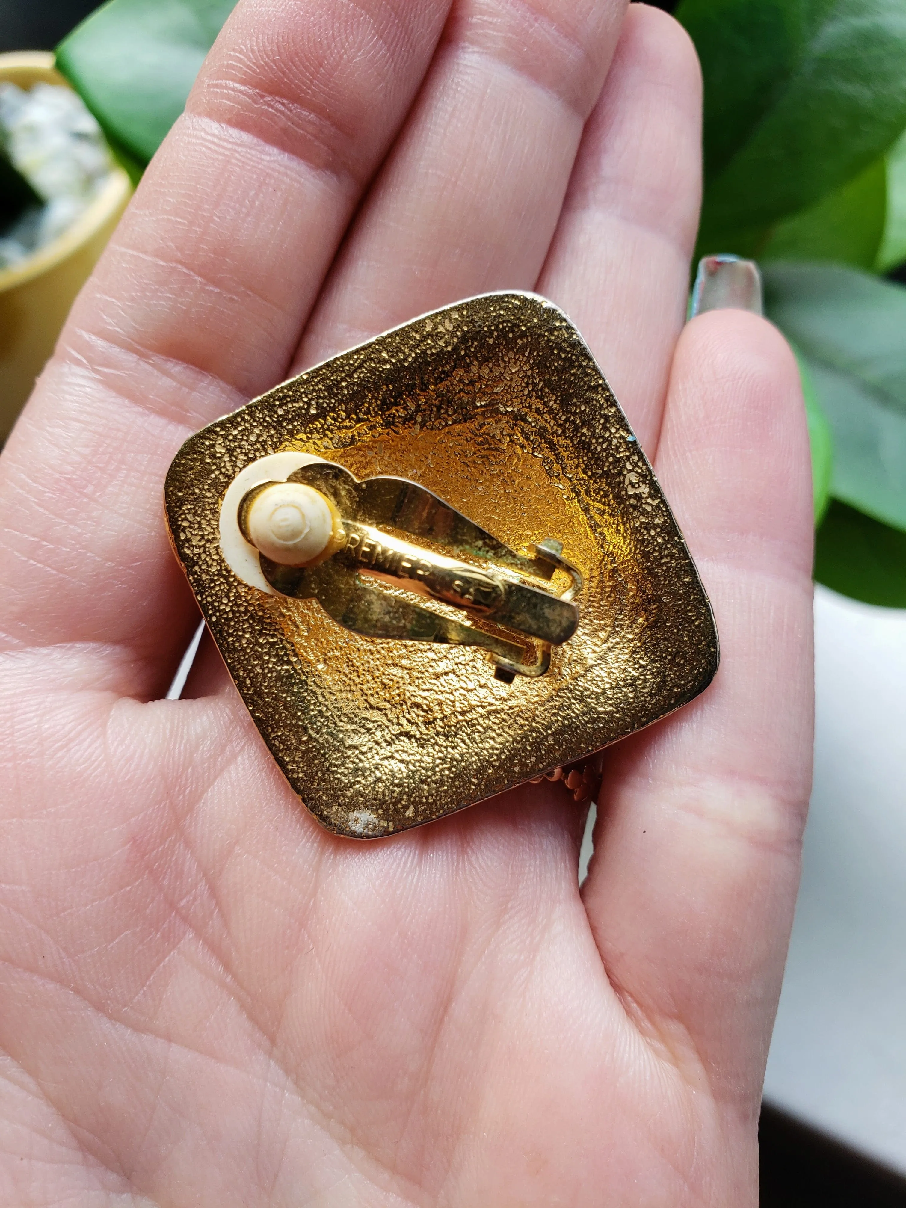 Vintage - Square Clip-On Earrings