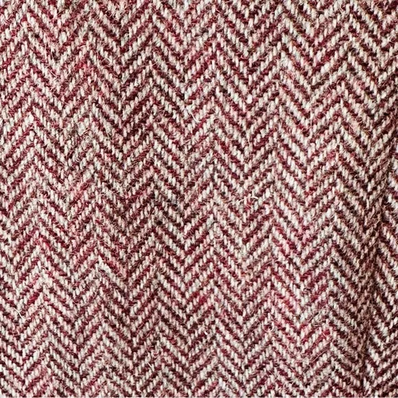 VINTAGE WOOL LADY JACKET ASTOR ONE BURGUNDY MAROON HERRINGBONE WINTER BLAZER