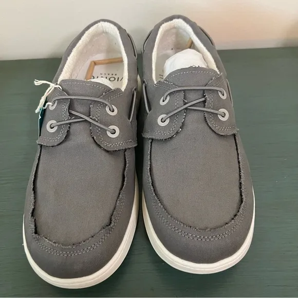 Vionic Skipper Boat Shoes - Size 10 - Gray Canvas
