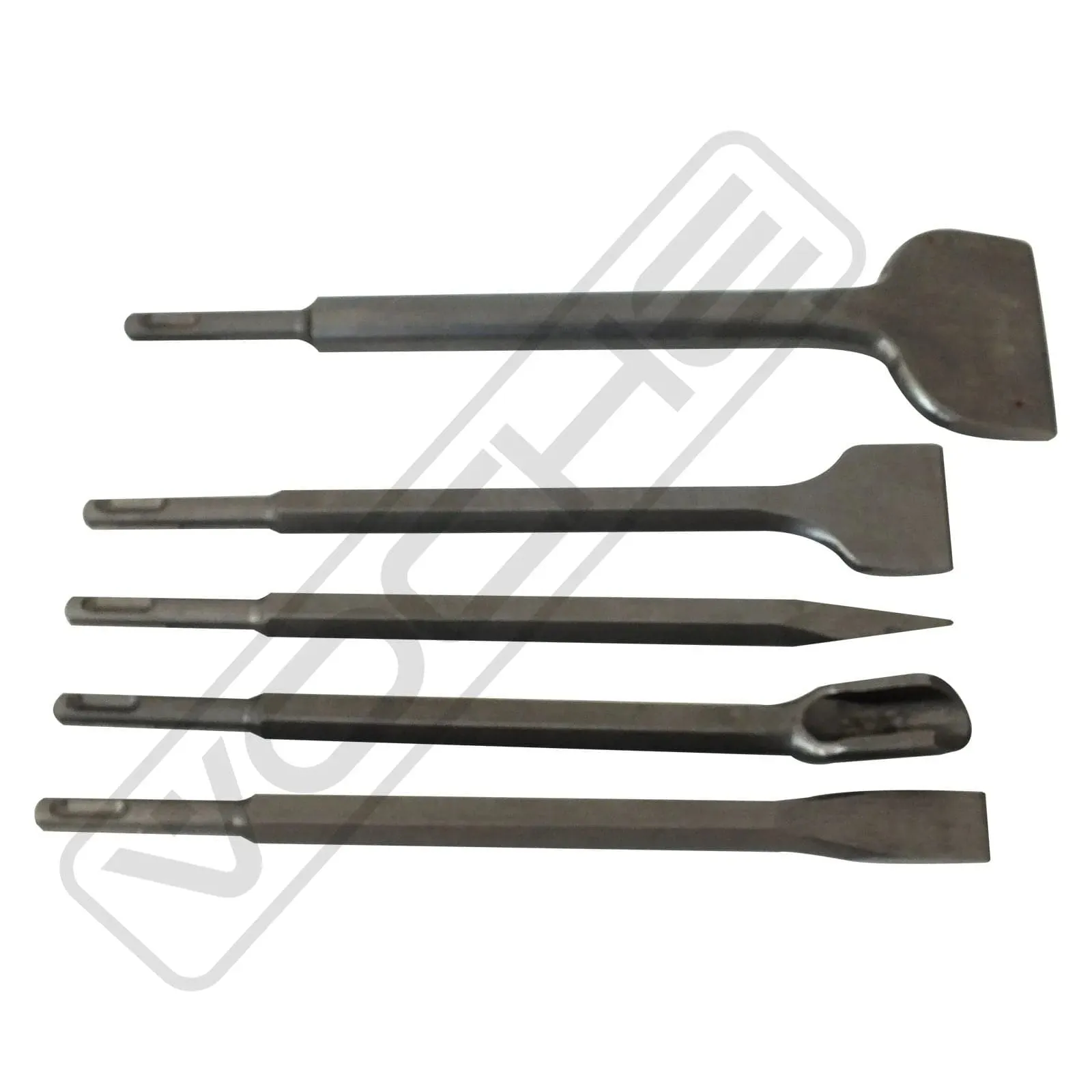 Voche® 5 Piece Sds  Chisel Set Including 3" Wide Offset - Groove - Point - Flat