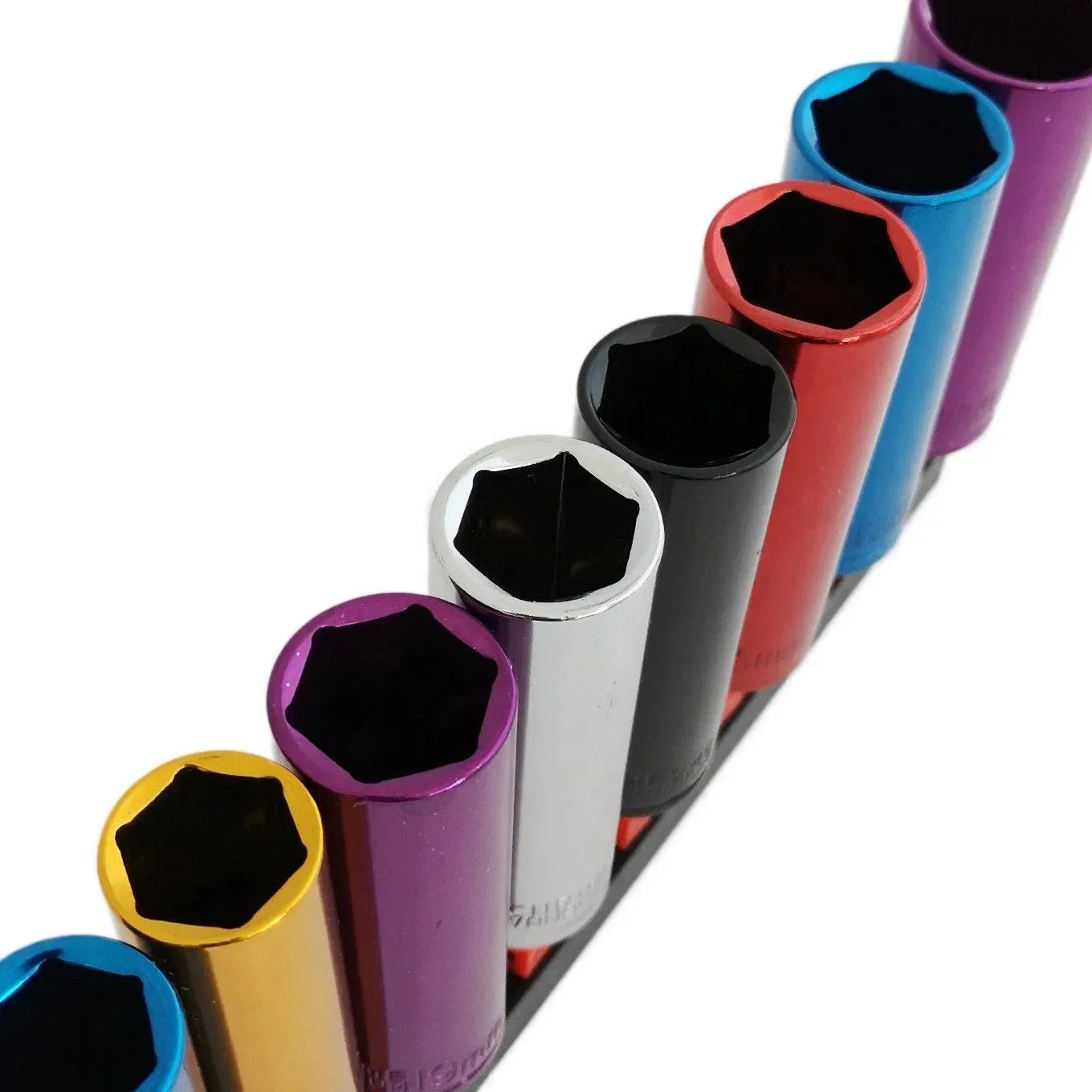 Voche Pro 10 Piece 1/2" Deep Drive Coloured Socket Set With Storage Rail