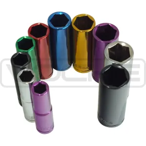 Voche® Pro 10 Piece 3/8" Deep Opti-Drive Coloured Socket Set With Storage Rail