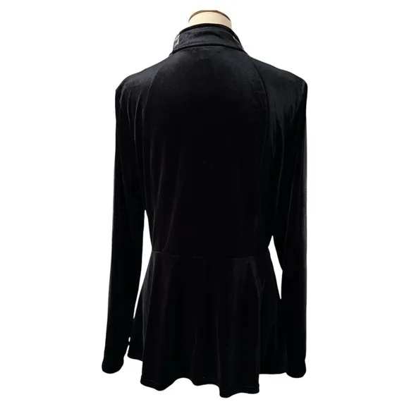 VTG Boston Proper Women’s L Black Velvet Lightweight Jacket Zip Up Y2K Witchy