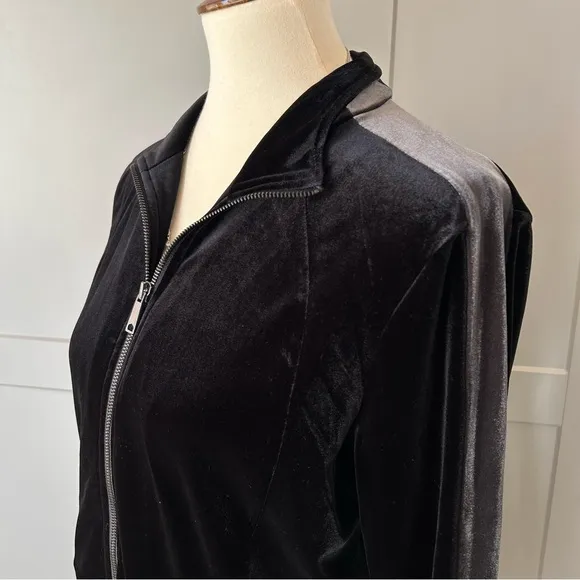 VTG Boston Proper Women’s L Black Velvet Lightweight Jacket Zip Up Y2K Witchy