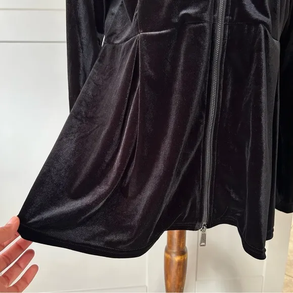 VTG Boston Proper Women’s L Black Velvet Lightweight Jacket Zip Up Y2K Witchy