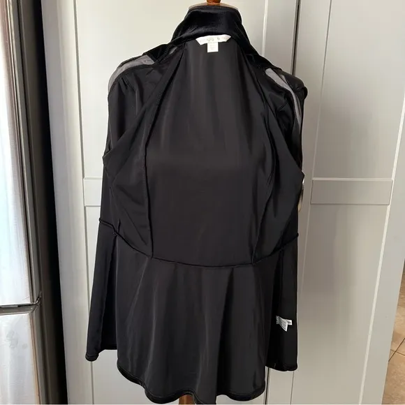 VTG Boston Proper Women’s L Black Velvet Lightweight Jacket Zip Up Y2K Witchy