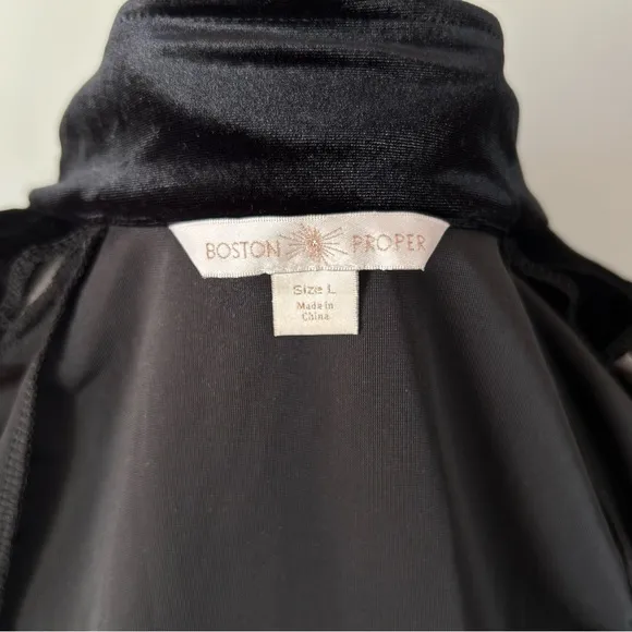 VTG Boston Proper Women’s L Black Velvet Lightweight Jacket Zip Up Y2K Witchy