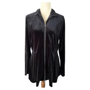 VTG Boston Proper Women’s L Black Velvet Lightweight Jacket Zip Up Y2K Witchy