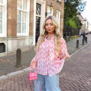 Waaier top korte mouw bubblegum