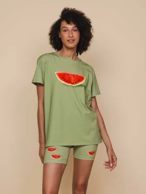 Watermelon T-shirt en Bikershorts set Dames