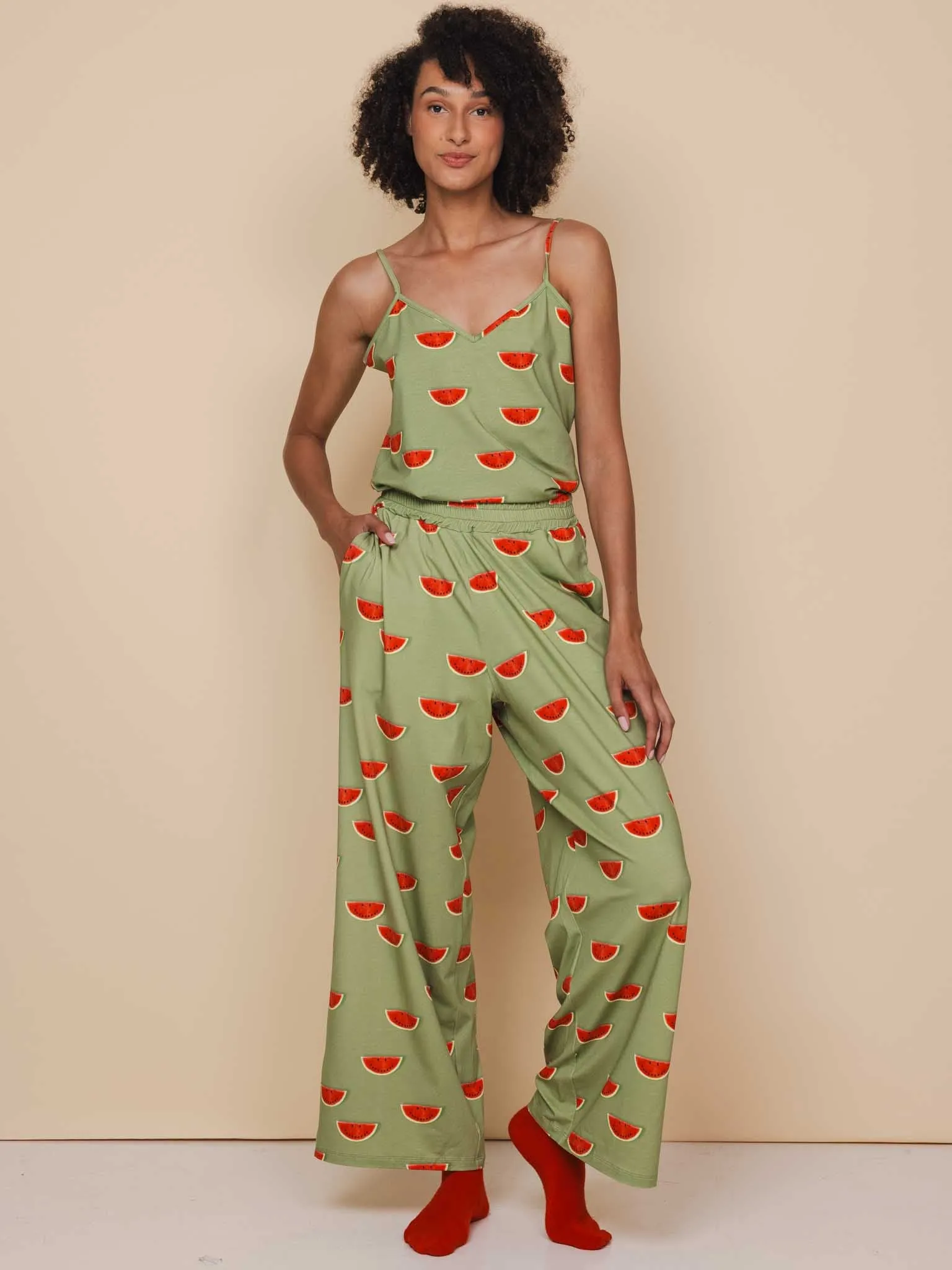 Watermelon Topje en Wijde broek set Dames