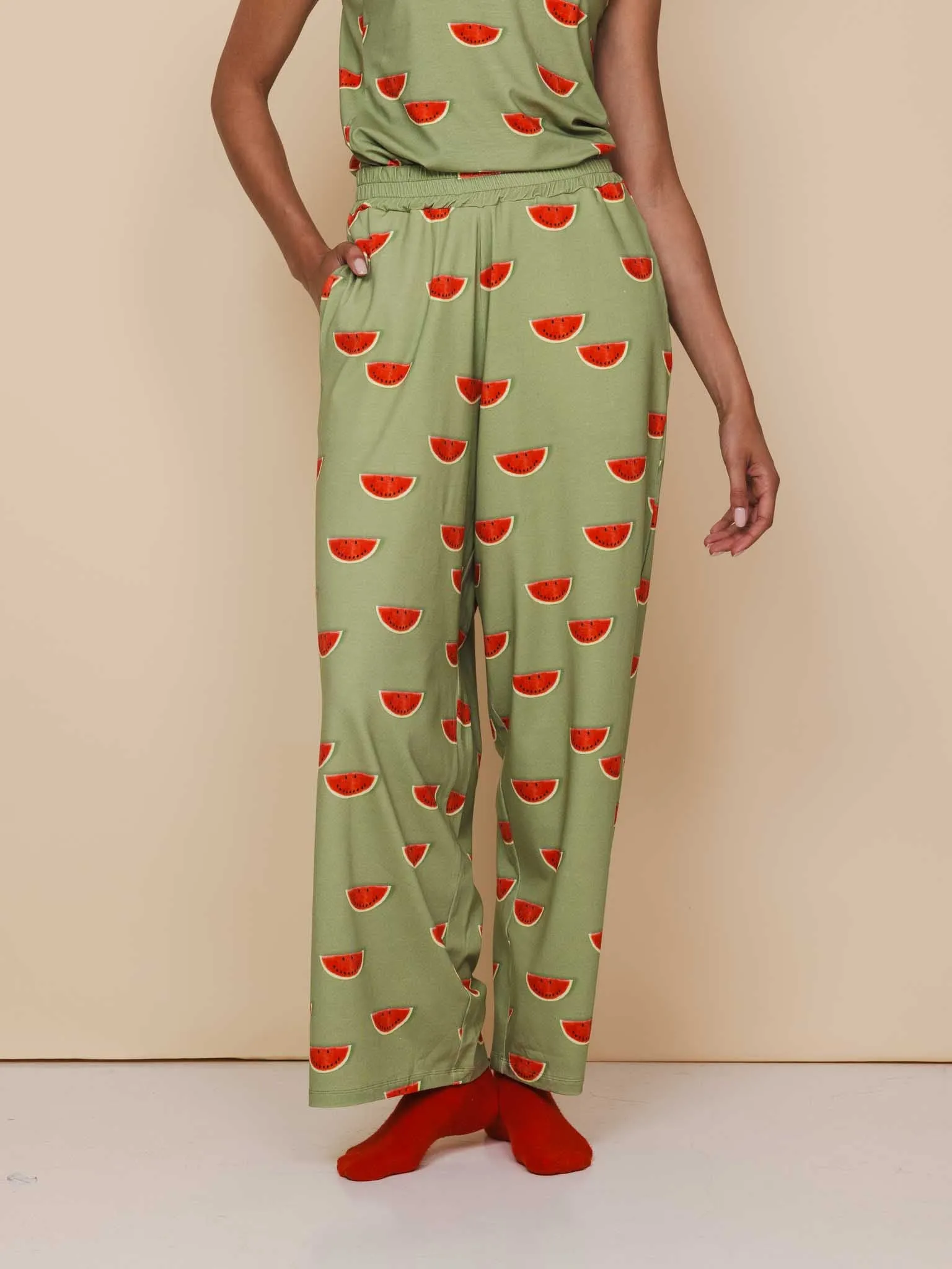 Watermelon Topje en Wijde broek set Dames