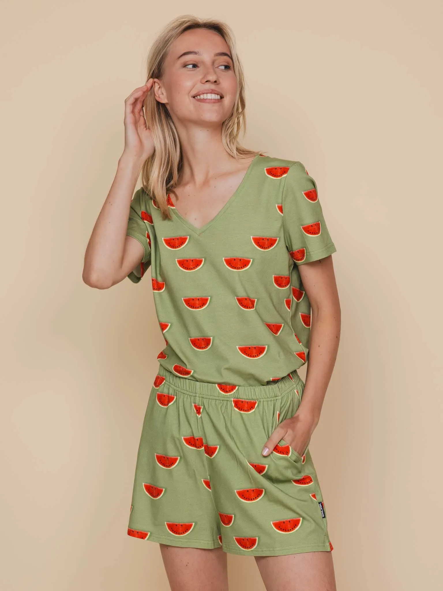 Watermelon V-neck T-shirt Dames