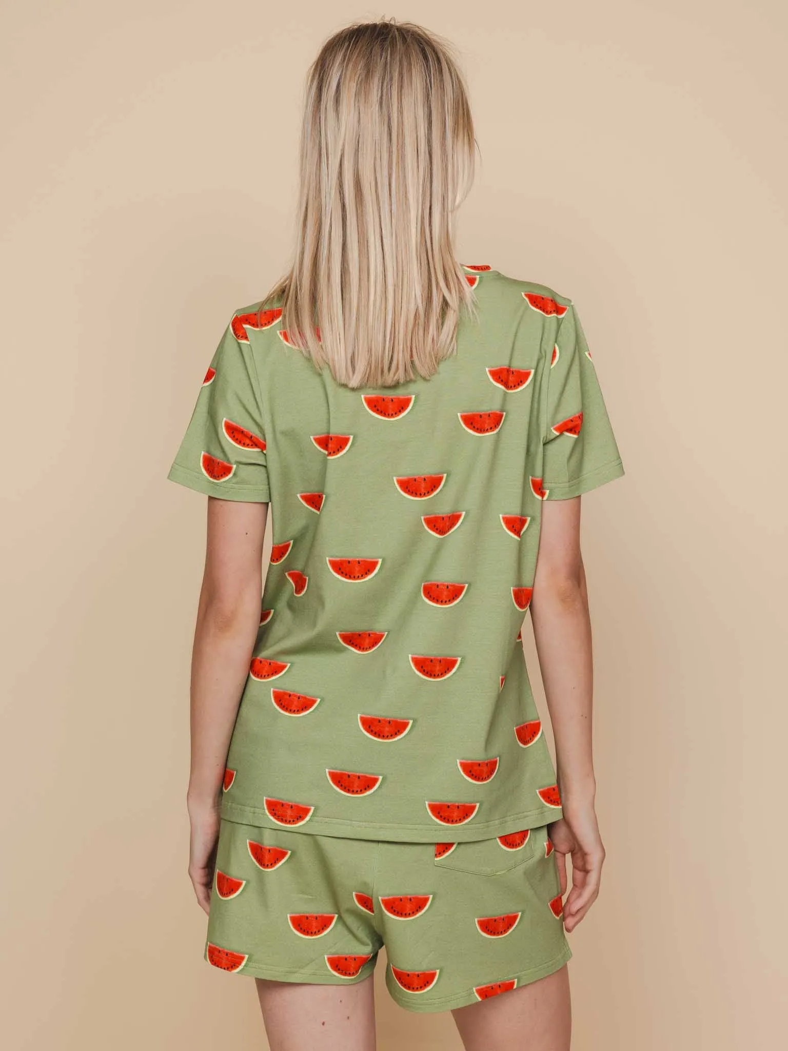 Watermelon V-neck T-shirt en Shorts set Dames