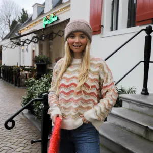 Wavie trui beige oranje