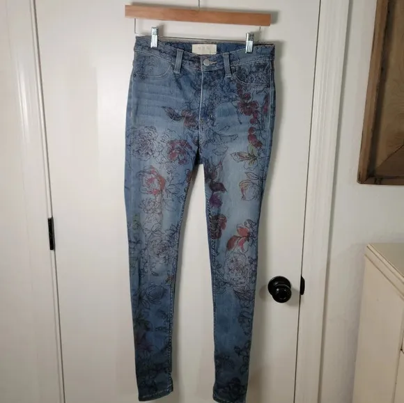 We The Free Free People Skinny Distressed Floral Jeans | Free People Jeans | 27