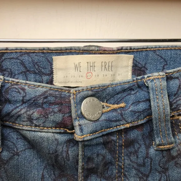 We The Free Free People Skinny Distressed Floral Jeans | Free People Jeans | 27