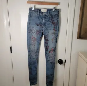 We The Free Free People Skinny Distressed Floral Jeans | Free People Jeans | 27