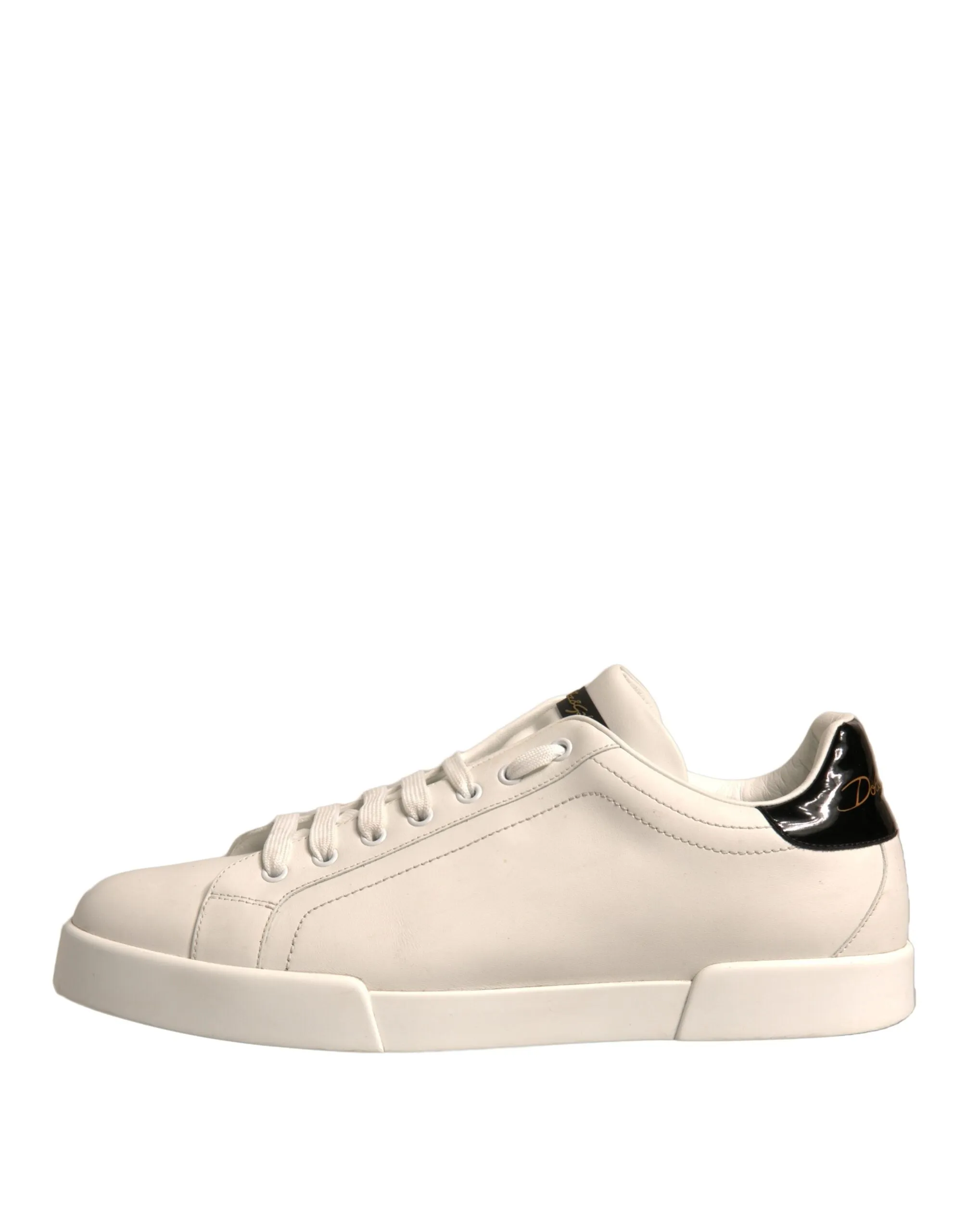 White Black Leather Low Top Men Sneakers Shoes